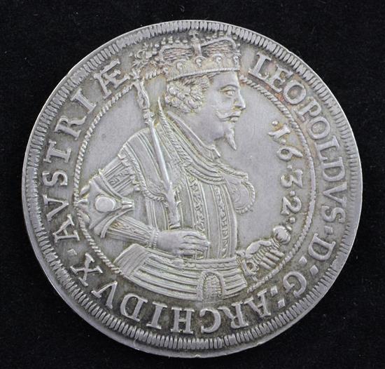 Austria - Archduke Leopold thaler, 1632, Good EF